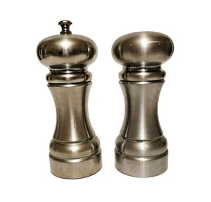 William Bounds Line Brushed Pepper Mill/Salt Shaker Set 6” - Picture 1 of 4