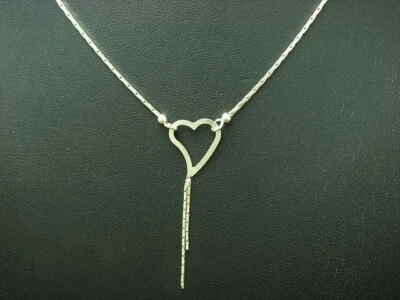 925 Argento Sterling Collier/Collana/Cuore / Vero Argento/47,0cm/5,4g - Immagine 1 di 3