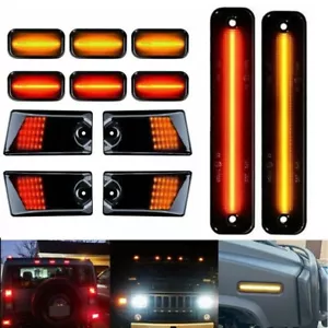 Smoked 14pcs LED Cab Roof Side Marker Lights Front Rear for 2003-2009 Hummer H2 - Picture 1 of 12