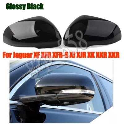 for Jaguar XF XJ XE XFL XJL 1 pair Wing Door Side Mirror Cover Caps Gloss Black - Image 1 of 4