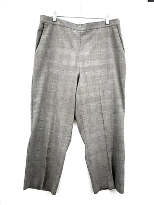 Alfred Dunner Gingham Plaid Pants Elastic Back Pull On Black White Sz 16 Pre-Own - Image 1 of 4