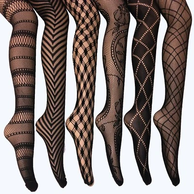 6 Pairs Women's Ladies High Waist Sexy Pantyhose Fishnet Lace Tights Stockings - Image 1 of 4