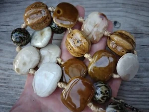 Schöne Vintage seltene große Keramik Perlen Halskette  - Bild 1 von 5