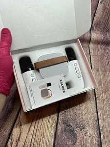 Mini Karaoke Machine Loud 2 Microphones Portable Bluetooth Speaker Party Gift - Picture 1 of 20