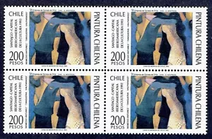 SELLO CHILE 1993 # 1637 MNH BLOQUE DE CUATRO ARTE PINTURA PINTOR CHILENO - Imagen 1 de 2