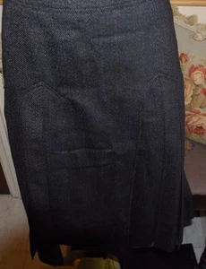 BN Hermosa Falda Diseñadora BURBERRY Damas Negra Tweed Lana Talla 10 ITALIA - Imagen 1 de 3