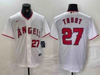 Men's Los Angeles Angels Mike Trout White Jersey Size Medium - Image 1 of 4