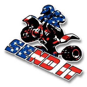Honda ATV Send It, 10''x10'' Vinyl Sticker Decal, 3 Wheeler ATV USA - Picture 1 of 2