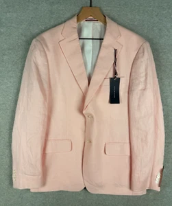 Tommy Hilfiger Jacket Mens 42L Pink Blazer Linen Preppy Office Beach Pastel NEW - Picture 1 of 10