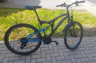 24 ZOLL MOUNTAINBIKE SHIMANO 21GANG 24" FAHRRAD SCHWARZ MIT VOLLFEDERUNG STVO - Bild 1 von 3