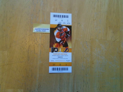 Slater Koekkoek  1st NHL Point Ticket   Tampa Bay Lightning Cover