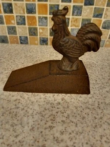 CAST IRON DOOR STOP DOOR WEDGE COCKERELL DESIGN - Picture 1 of 3