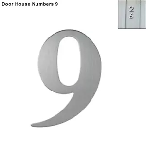3" inch 76mm Brushed Satin Stainless Steel Door House Numbers 9 - Picture 1 of 4