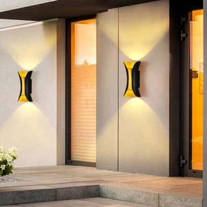 2-Light Mid Century Wall Sconce, Modern Wall Light Matte Black Gold Up Down 8''H - Picture 1 of 11