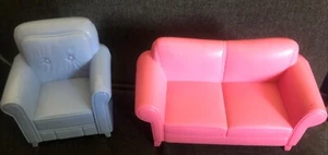 Fisher Price Loving Family Living Room Pink Couch Blue Armchair Dollhouse Lot - Picture 1 of 4