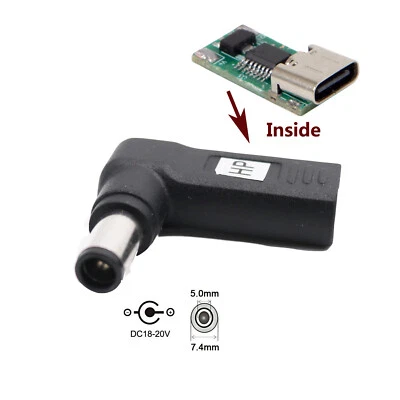 USB 3.1 Tipo C Hembra a DC 7.4 x 5.0mm Macho PD Emulador Disparador Adaptador Para HP Foto 1 de 4