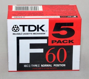 Lot x5 K7 cassette TDK F60 IEC I/TYPE I NORMAL POSITION New - Photo 1/2