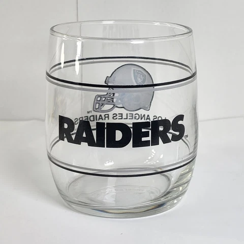 Vintage Los Angeles Raiders 3.75 Inch On The Rocks Glass Barware Man Cave Cover
