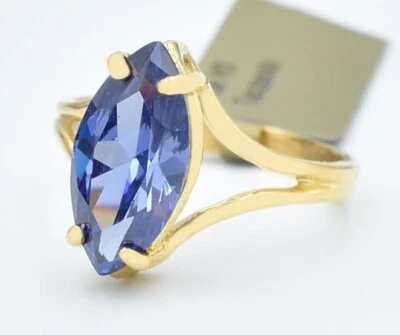 LAB CREATED 3.05 Cts AAA TANZANITE RING 10K YELLOW GOLD - New With Tag - Image 1 of 4