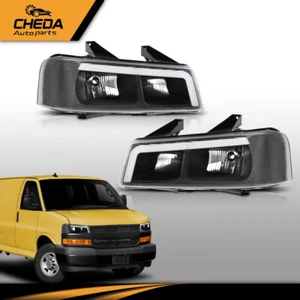 Fit For Chevy 2003-2019 Express GMC Savana Van LED Headlights Headlamps Black - Picture 1 of 12