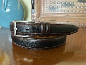 Johnston & Murphy  Sz 40 Two Tone Brown Black Pebbled Leather Belt 