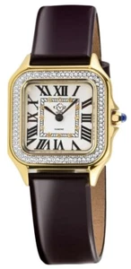 GV2 by Gevril 12112 Milan Swiss Quartz Burgundy Leather Women's Diamond Watch - Picture 1 of 5