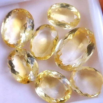 7Pc 58Cts Natural citrine Faceted Cabochon Gemstone Lot 19x13 13x10mm #R -10570 - Image 1 of 4