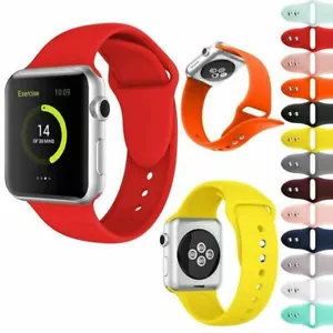 Replacement Silicone Strap Band For Apple Watch Series 7/6/5/4/3/2/1 Rubber Belt - Picture 1 of 50