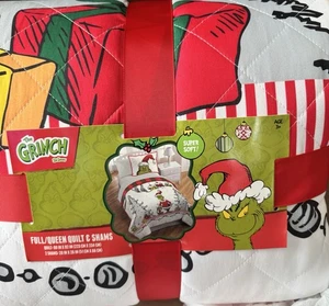 The Grinch Full/Queen Quilt & Shams 3pc Set Christmas Bedding Super Soft NEW - Picture 1 of 4
