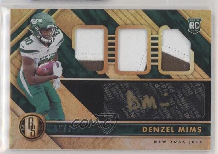 2020 Panini Gold Standard Jersey Triple Prime /49 Denzel Mims Rookie Auto RC - Image 1 of 2