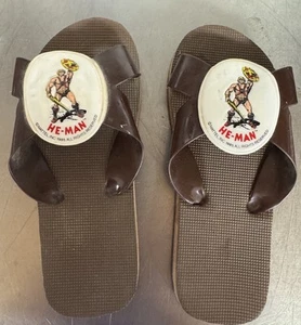 Vintage 1985 Kids He-Man Sandals Mattel Flip Flops Masters Of The Universe SZ 8 - Picture 1 of 6