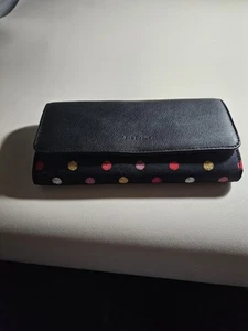 Vera Bradley Geldbörse schwarz RFID Audrey gepunktet Kunstlederbesatz - Bild 1 von 6