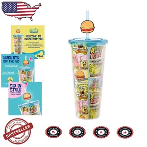 Spongebob Squarepants 24oz Comic Panel Tumbler Lid Straw - Picture 1 of 10
