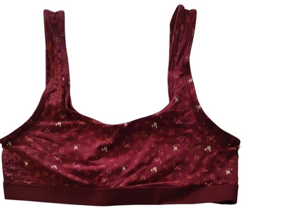New Old Navy Sports Bra Supima Bralette Burgundy Floral Tags Stretch Size Large - Image 1 of 4