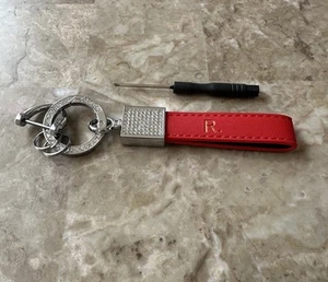Bling Car Keychain for Red Women Genuine Leather Key Chain Sparkly Rhinestones R - Picture 1 of 3
