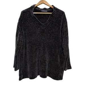 Suéter Zara Chenille Gran Tamaño Cuello en V Mujer M Gris Carbón Grunge Preppy Suave - Imagen 1 de 8