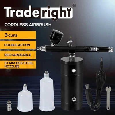 Traderight Airbrush Kit Compressor Cordless Dual Action USB Portable Spray Paint - image 1 of 4