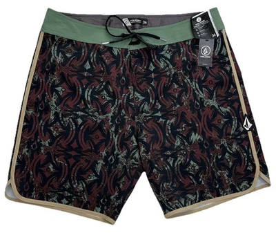 Mens VOLCOM Mod-Tech Board Shorts 36 Lido Print Scallop 19" NEW Beach Multicolor - Image 1 of 4
