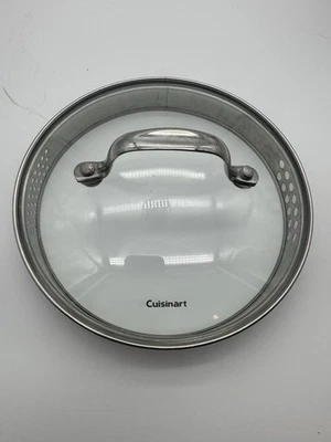Cuisinart Tempered Glass Replacement Lid 7” ID 7.5” OD Stainless Strainer Rim - image 1 of 4