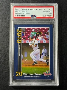 Mike Trout PSA 10 2010 CEDAR RAPIDS KERNELS #1 RISING ALUMNI ROOKIE RC GEM 7459 - Bild 1 von 2