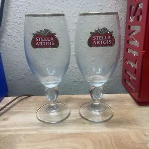 2 Nuevos Borde Oro Vidrio de Cerveza Stella Artois 33cl - 7,5" de Alto - Dos (2) - Imagen 1 de 5