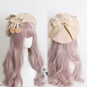 Japanische warme Mütze Haarschmuck süß Lolita Mädchen Schleife Baskenmütze Malermütze - Bild 1 von 1