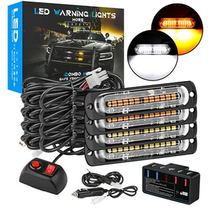 4 in 1 Warning Hazard Emergency Amber White Grille Strobe Flash Grill Led Light - Picture 1 of 9