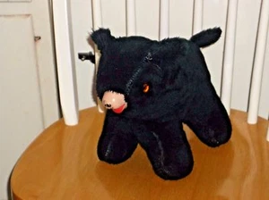 Vintage Plüschtier Schwarzbär mit Stroh gefüllt Vinyl Schnauze - Bild 1 von 6
