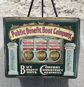 Advertising Tin Boot Box... "Public Benefit Boot Company"... Good Shape*** - Picture 1 of 17