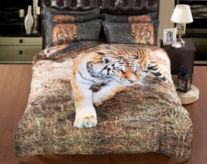 6-Pcs. Polycotton Full Duvet Cover Set in Tan, Green, & Black for Comforter - Picture 1 of 4