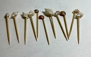 VINTAGE TOOTHPICKS SEASHELL APPETIZER PARTY COCKTAIL - Picture 1 of 8