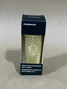 Starbucks Gold Nieten Becher Kalttasse Ornament/Schlüsselanhänger Urlaub 2022 Neu mit Etikett - Bild 1 von 5