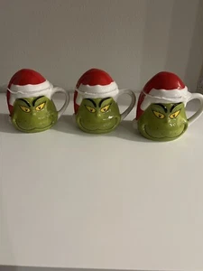 3 NUEVO Dr. Seuss El Grinch 65 Aniversario Navidad Cerámica Santa Taza con Tapa - Imagen 1 de 5