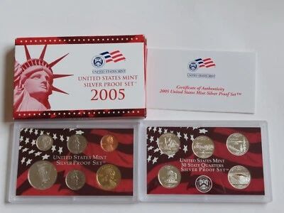 2005 US Mint Silver Proof 11 Coin Set Original Government Packaging OGP - Image 1 of 4
